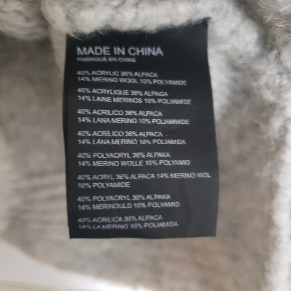 CLUB MONACO Matalin Alpaca Wool Wide Scoop Neck Grey Chunky Sweater Tunic Medium - Picture 13 of 14